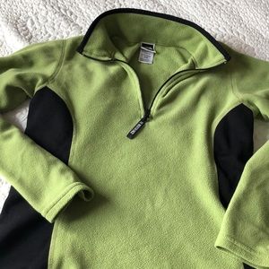 Green and black lightweight 3/4 zip fleece